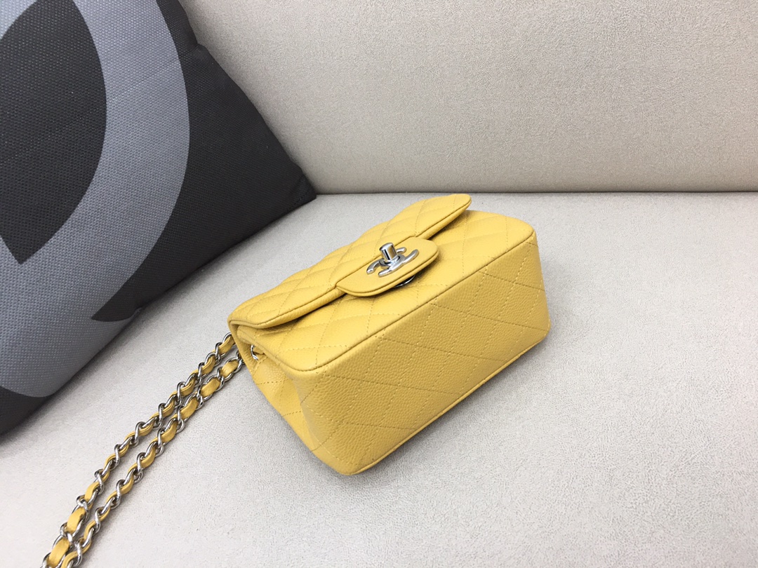 Mini Classic Flap Caviar Bag A01115 Yellow/Silver